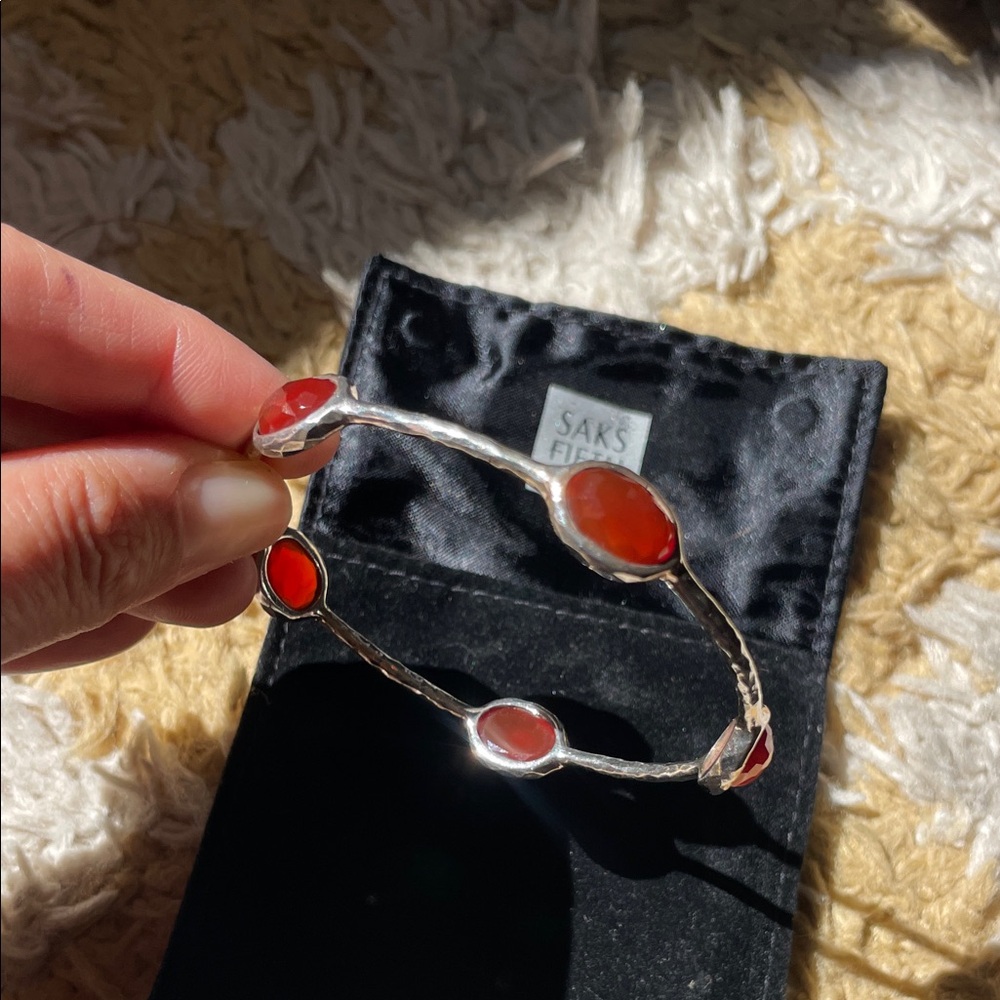 Ippolita Rock Candy, Sterling Bracelet with 5 Deep Orange-Red Gemstone Stations